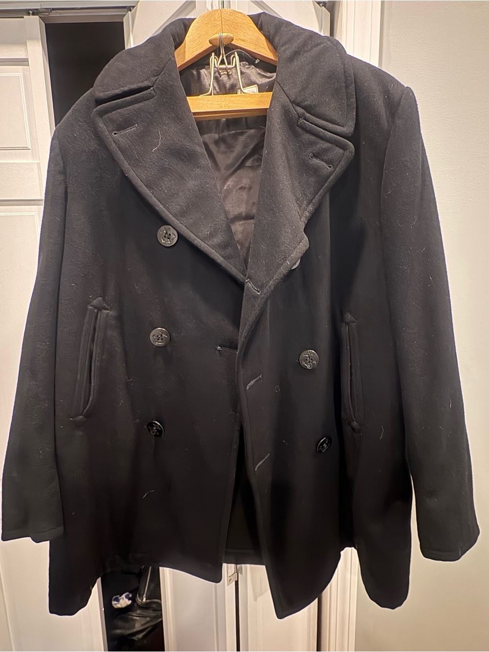 US Navy Military Issued Black Pea Coat